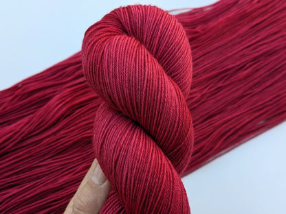 Close-up of A Good Red Yarn skein texture