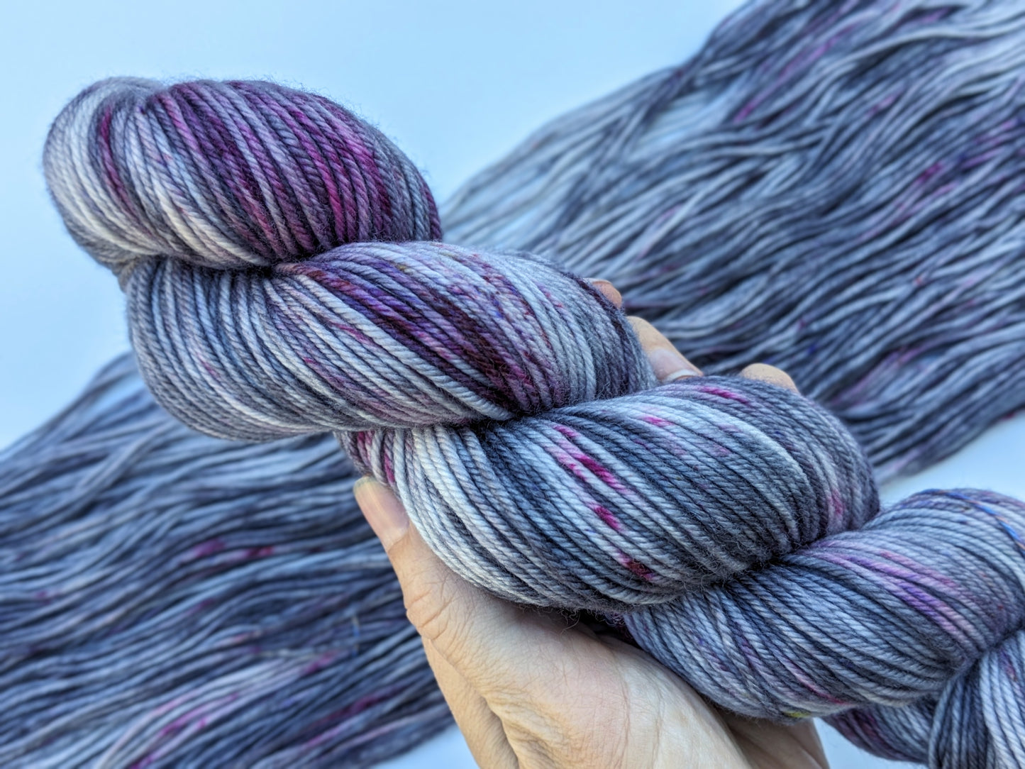 Lightning Yarn in non-superwash DK weight, showcasing vibrant lightning-inspired hues