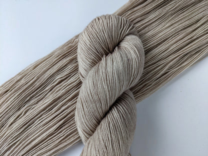 Oatmeal Yarn in fingering weight, showcasing natural color